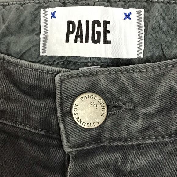 PAIGE Denim Marley Cargo Seam Detail Ankle Zip Jeans Pants Black Currant 25 x 30 - Picture 10 of 16